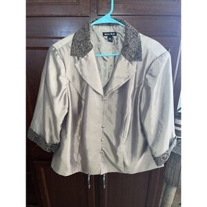 vtg dana kay 18W blouse/blazer brown/ tan